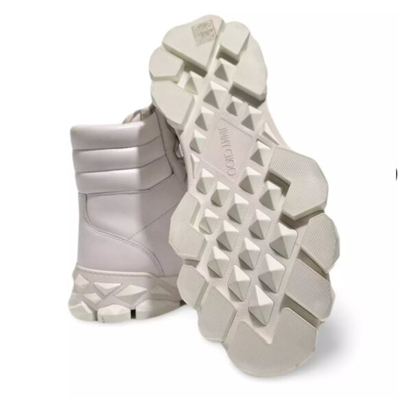 Jimmy Choo Diamond x Hike/F White Leather Hiking Combat Boots (0457) main image 4